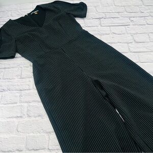 Karl Lagerfeld Paris Size 10 Black White Pinstriped Romper Jumpsuit